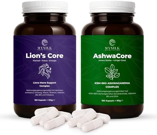 Lion's Mane und Ashwagandha Set mit LionsCore und AshwaCore von MySilkRoadNature