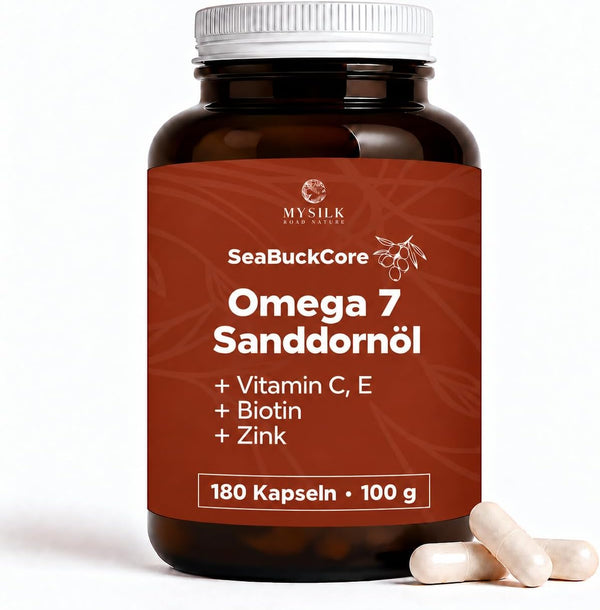 SeaBuckCore Sanddornöl Kapseln Omega-7 – Dose mit 180 Kapseln
