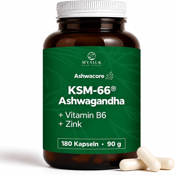 AshwaCore Ashwagandha KSM-66 Kapseln – Dose mit 180 Kapseln