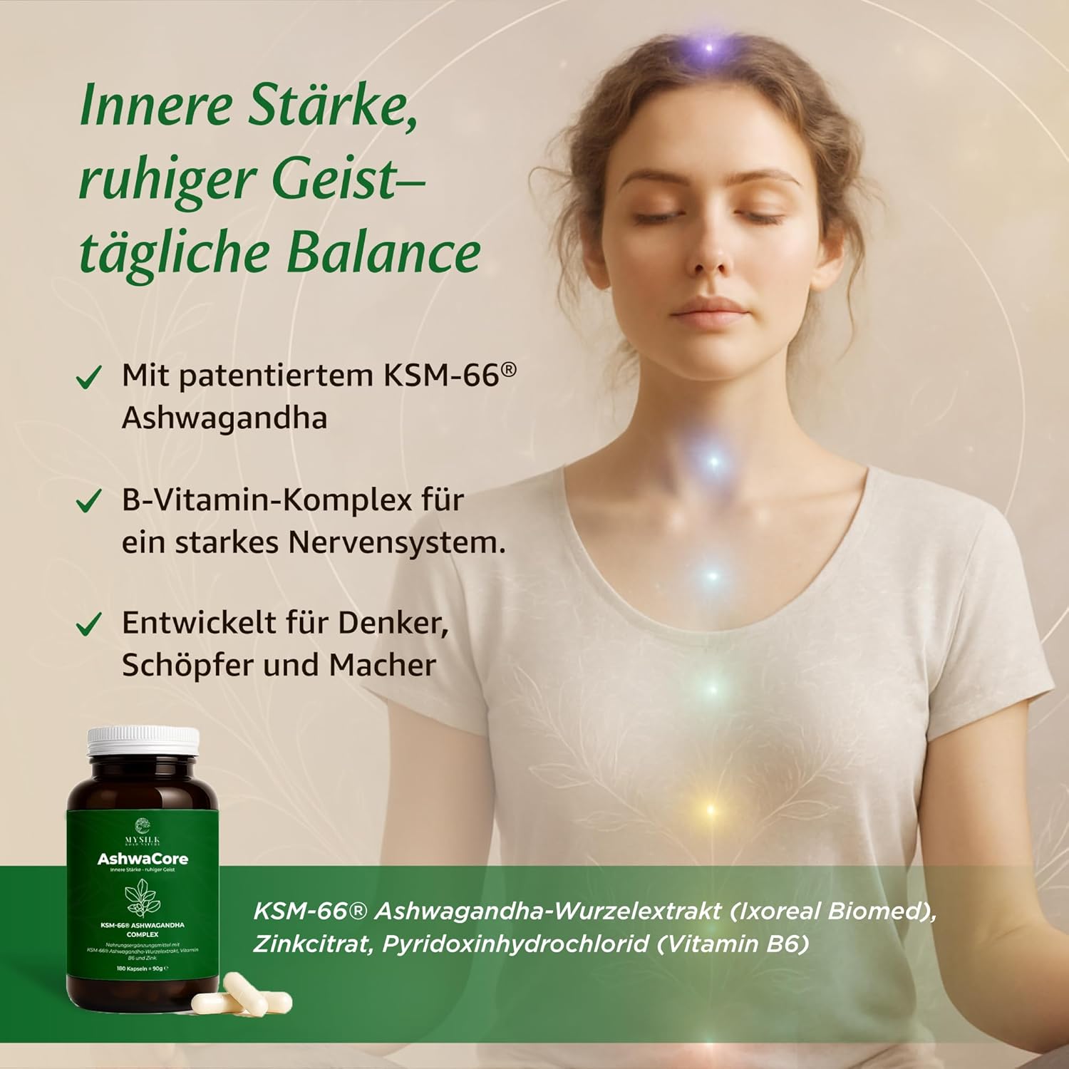 AshwaCore Ashwagandha KSM-66 600 mg mit Zink und B6 – Produktansicht 4