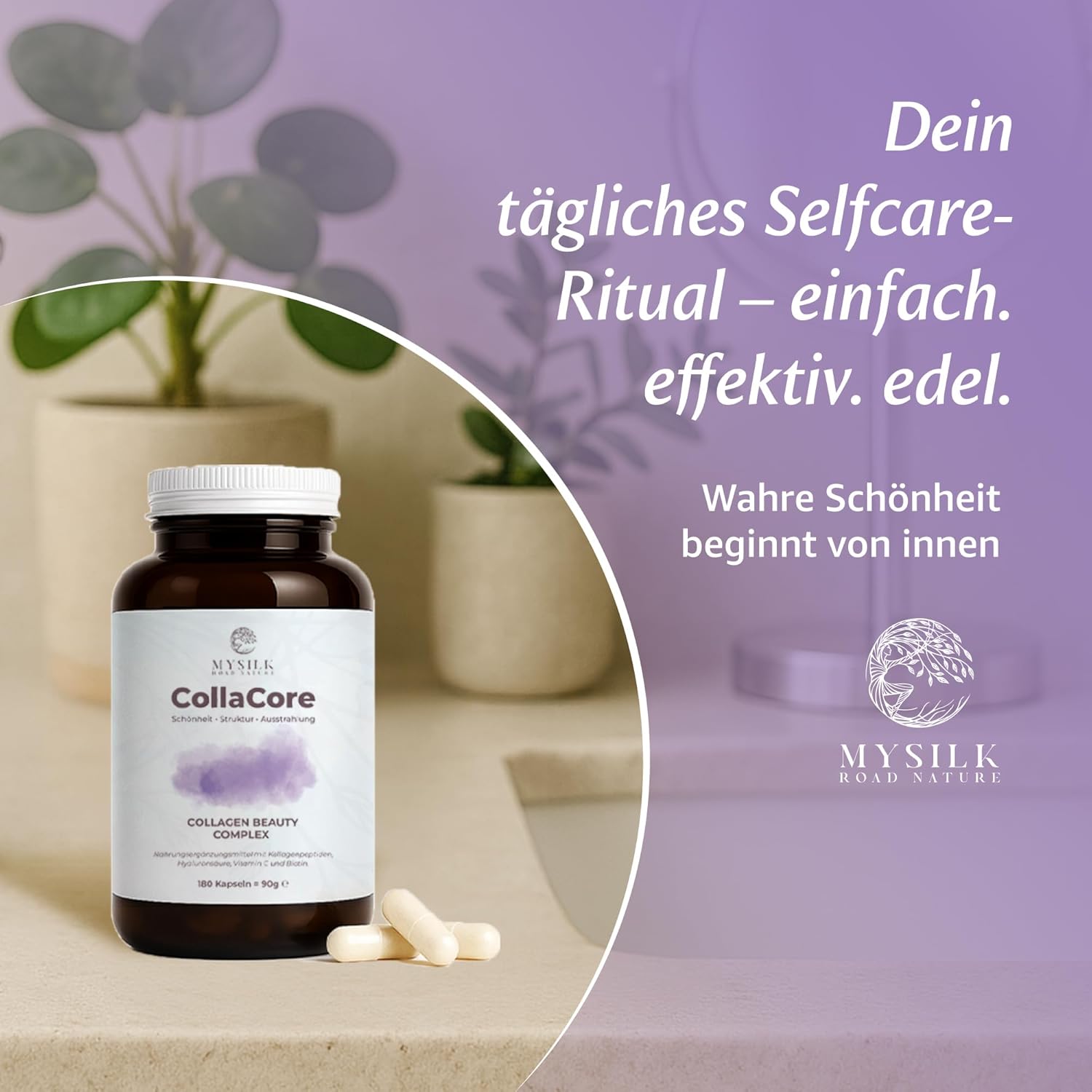 CollaCore™ Kollagen Kapseln – Multi-Typ (I, II, III & V) Peptide mit Biotin & Hyaluronsäure | 180 Kapseln – MySilkRoadNature