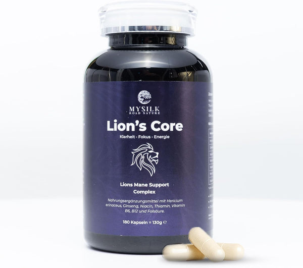 LionsCore Lion's Mane und Ginseng Komplex mit B-Vitaminen, 180 Kapseln von MySilkRoadNature
