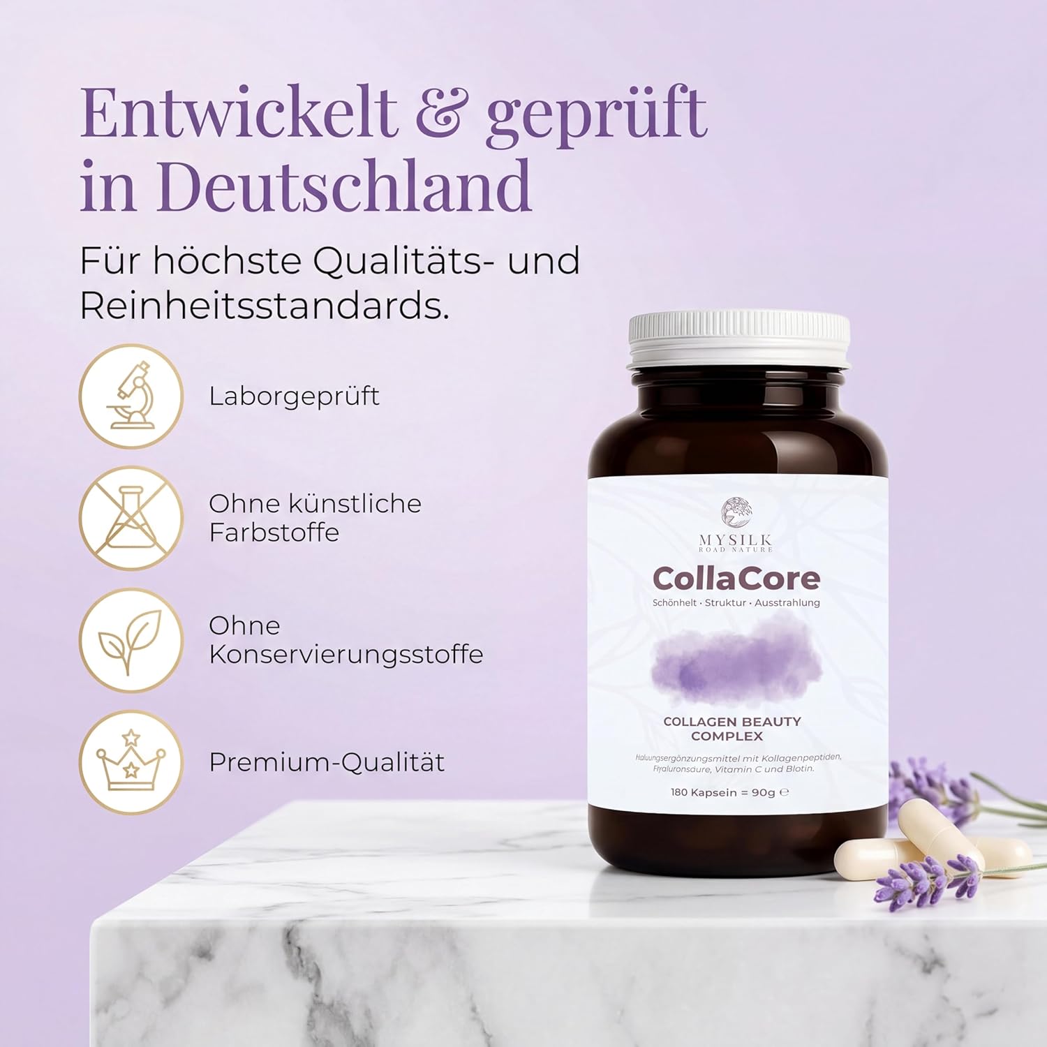 CollaCore Kollagen Kapseln mit Biotin und Hyaluronsäure, 180 Kapseln – Produktansicht 2