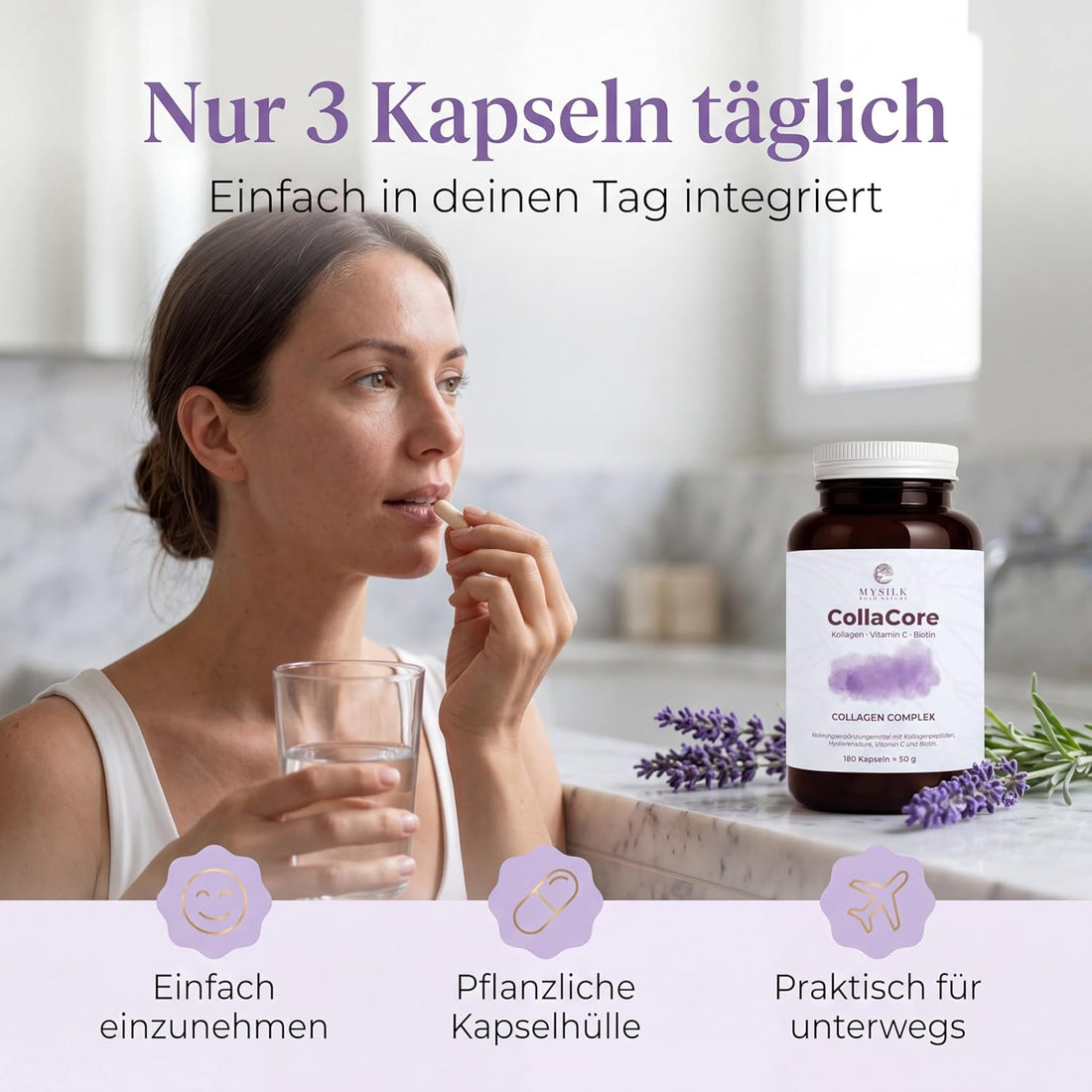 CollaCore Kollagen Kapseln mit Biotin und Hyaluronsäure, 180 Kapseln – Produktansicht 3