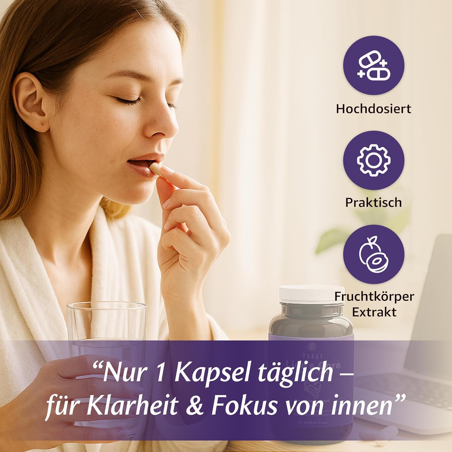 LionsCore™ – Lion’s Mane & Ginseng Komplex mit B-Vitaminen | 180 Kapseln