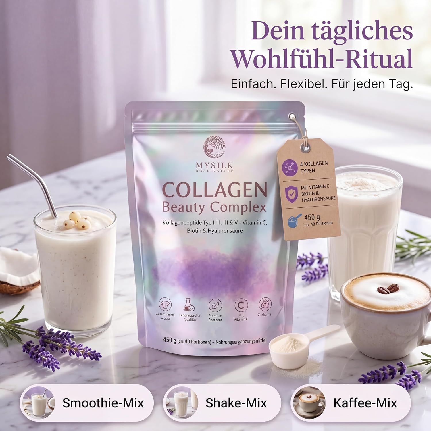 Collagen Beauty Complex Kollagenpeptide mit Vitamin C, Biotin und Hyaluronsäure – Produktansicht 3